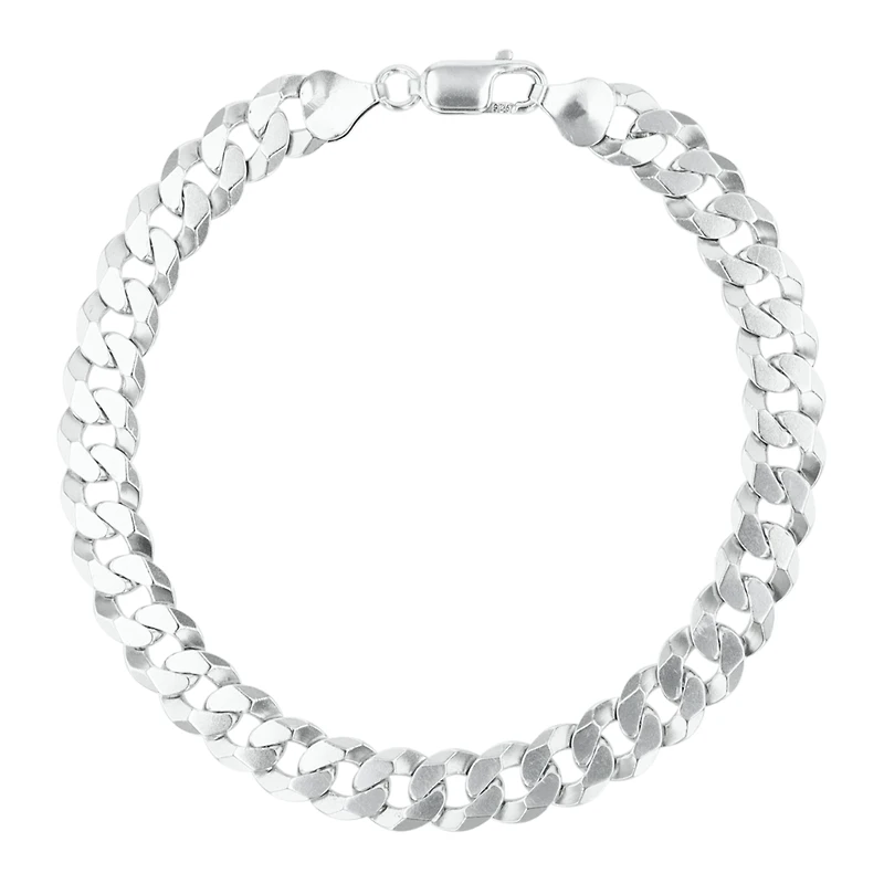 Silver 8mm Cuban Link Men's Bracelet