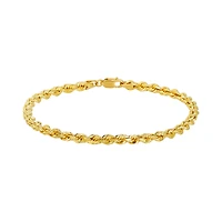 14K Yellow Gold Diamond Cut Rope Link Bracelet 
