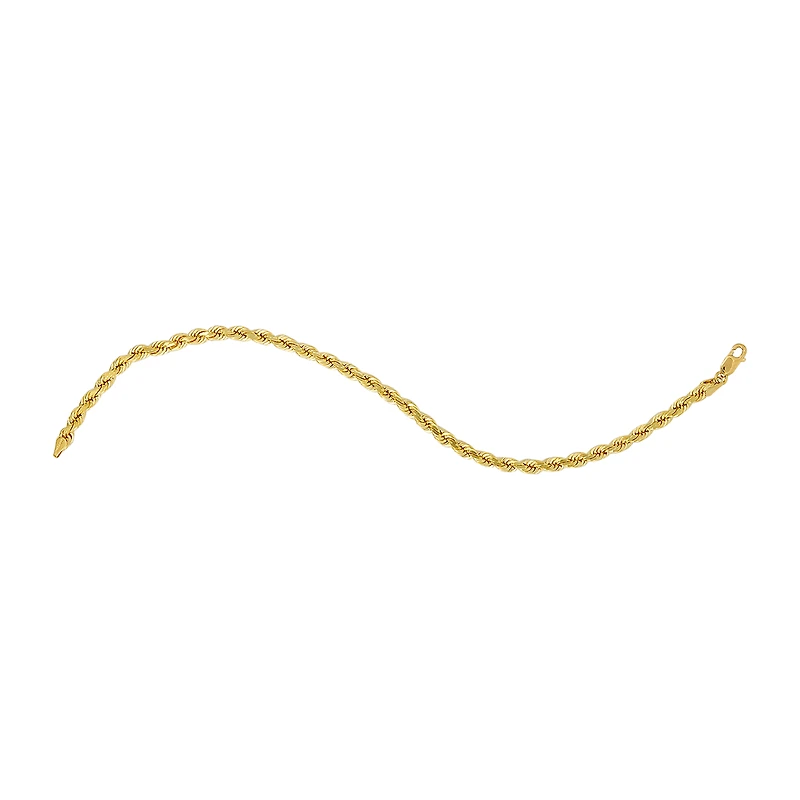 14K Yellow Gold Diamond Cut Rope Link Bracelet 