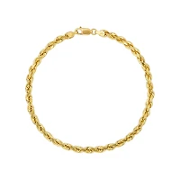 14K Yellow Gold Diamond Cut Rope Link Bracelet 