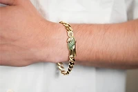 14K Yellow Gold Green Cubic Zirconia St. Jude Bracelet