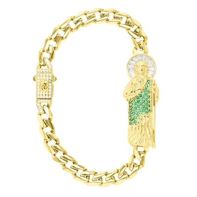 14K Yellow Gold Green Cubic Zirconia St. Jude Bracelet
