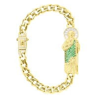 14K Yellow Gold Green Cubic Zirconia St. Jude Bracelet