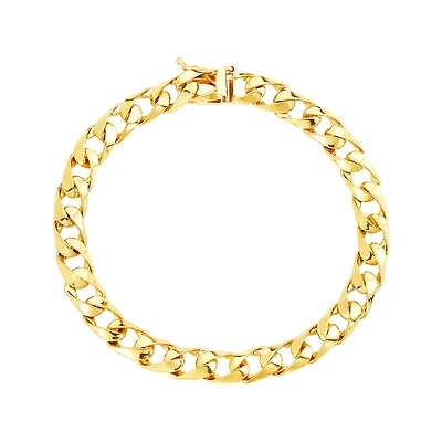 14K Yellow Gold 7mm Slanted Curb Bracelet