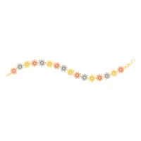 14K Tri Color Gold Daisy Link Bracelet