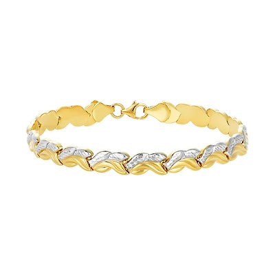14K Two Tone Gold Fancy Design Stampato Bracelet