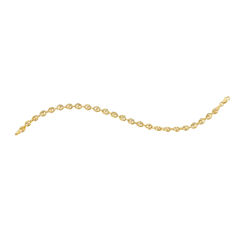 14K Yellow Gold Puff Mariner Bracelet