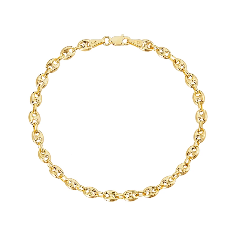 14K Yellow Gold Puff Mariner Bracelet