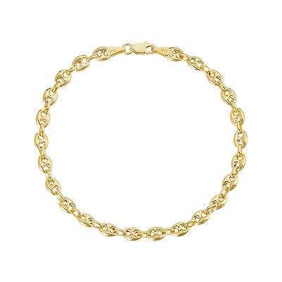 14K Yellow Gold Puff Mariner Bracelet