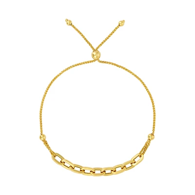 14K Yellow Gold Paperclip Link Bolo Bracelet