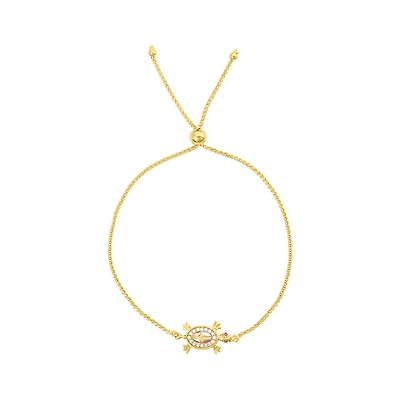 14K Gold Tri Colored Turtle Bolo Bracelet