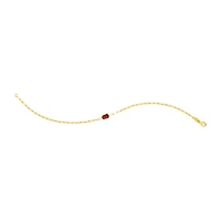 14K Yellow Gold Garnet Gemstone Paper Clip Bracelet