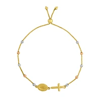 14K Tri Color Gold Rosary Bolo Bracelet