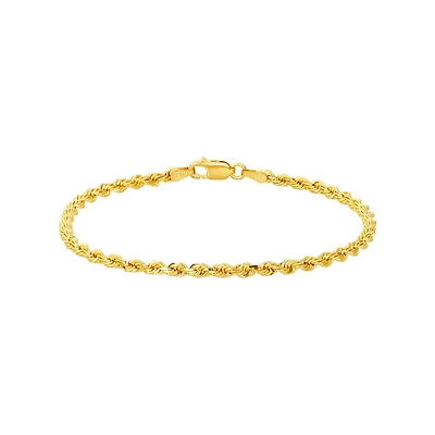 14K Yellow Gold Rope Diamond Cut Bracelet
