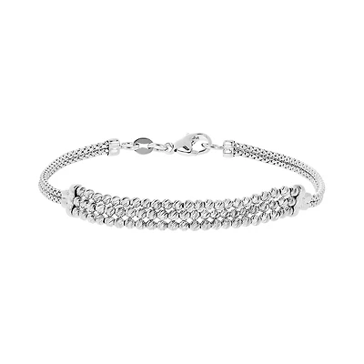 14K White Gold Fancy Bead Bracelet