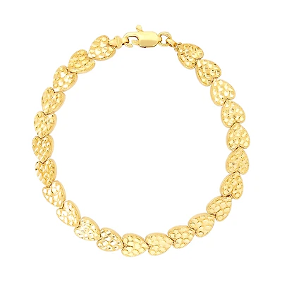 14K Yellow Gold Heart Nugget Bracelet