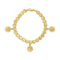 14K Yellow Gold Heart Link Religious Medals Bracelet