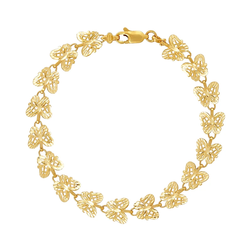 14K Yellow Gold Butterfly Cutout Bracelet