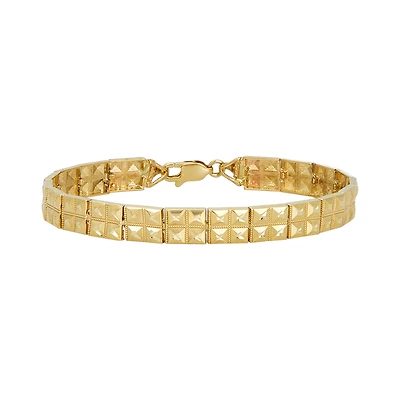 14K Yellow Gold Square Fashion Diamond Cut Bracelet