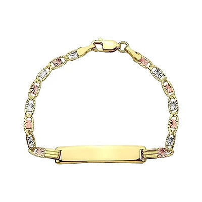 14K Gold Tri-Color Valentino Baby ID Bracelet