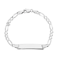 14K White Gold Adjustable Figaro Link Baby ID Bracelet