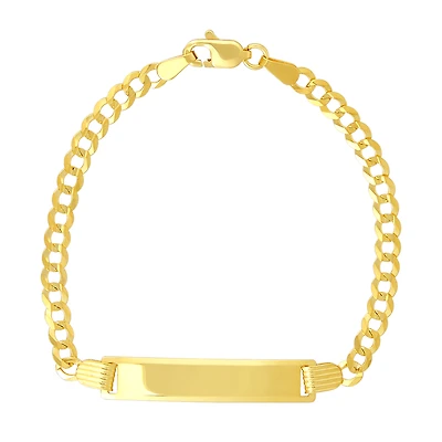 14K Yellow Gold 3.7mm Curb Baby ID Bracelet