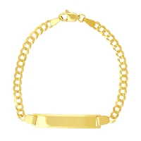 14K Yellow Gold 3.7mm Curb Baby ID Bracelet