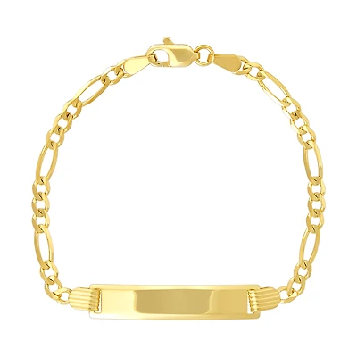 14K Yellow Gold 3mm Figaro Baby ID Bracelet