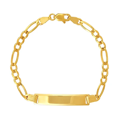 14K Yellow Gold 3.7mm Figaro Baby ID Bracelet