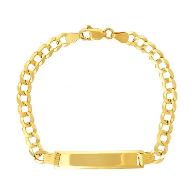14K Yellow Gold 4.7mm Curb Baby ID Bracelet
