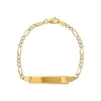 14K Yellow Gold 3mm Figaro Pave Baby ID Bracelet