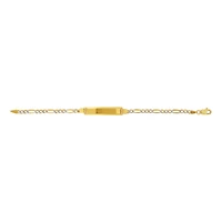 14K Yellow Gold 3mm Figaro Pave Baby ID Bracelet