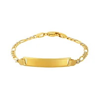 14K Yellow Gold 3mm Figaro Pave Baby ID Bracelet