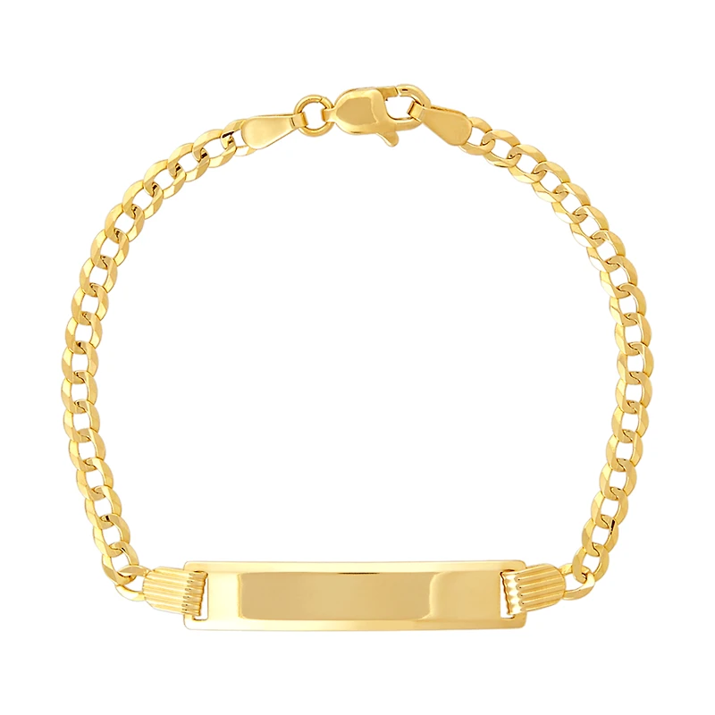 14K Yellow Gold 3.2mm Curb Baby ID Bracelet