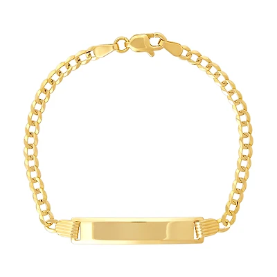 14K Yellow Gold 3.2mm Curb Baby ID Bracelet