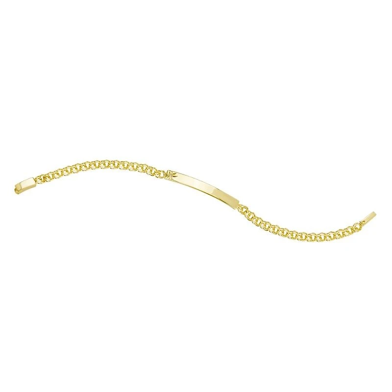 14K Yellow Gold Diamond Accent Rolo Baby ID Bracelet