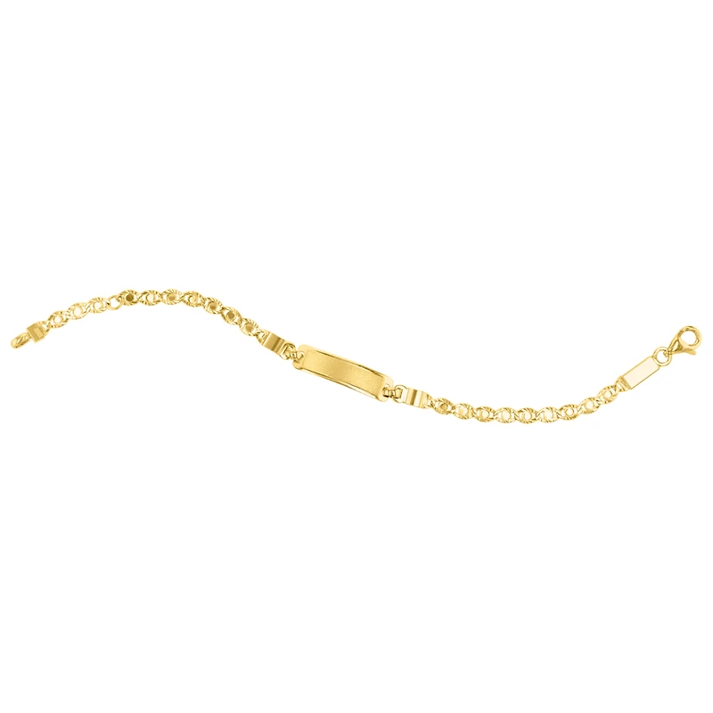 14K Gold Two Tone Mariner Fancy Link Baby ID Bracelet