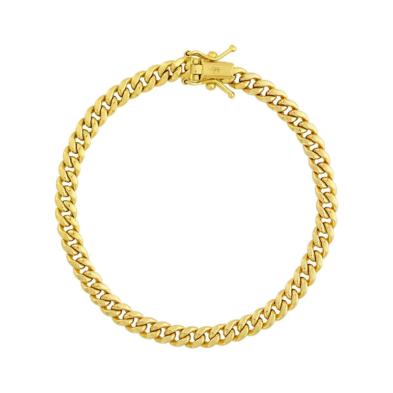 14K Yellow Gold 4.5mm Semi Solid Miami Cuban Children's Bracelet