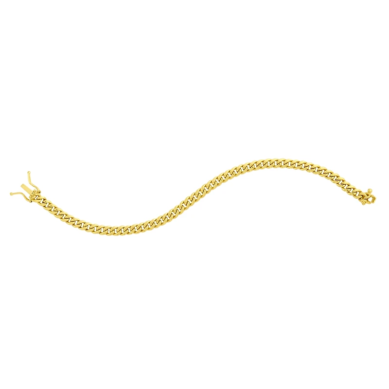 14K Yellow Gold 4.5mm Semi Solid Miami Cuban Children's Bracelet