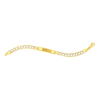 14K Two Tone Gold 5.7mm Curb Pave Baby ID Bracelet