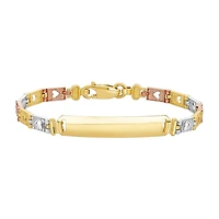 14K Gold Tri-Color Heart Link Baby ID Bracelet