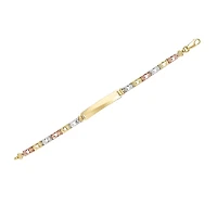14K Gold Tri-Color Heart Link Baby ID Bracelet