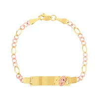 14K Two Tone Gold Guadalupe Figaro Baby ID Bracelet