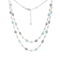 Silver Aqua, White and Grey Pearl Necklace