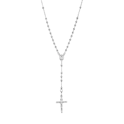 14K White Gold 3mm Beaded Rosary