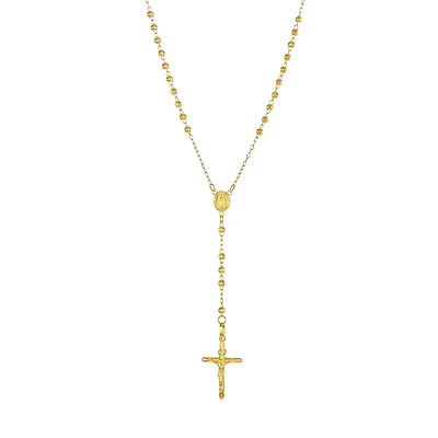 14K Yellow Gold 3mm Moon-Cut Bead Rosary