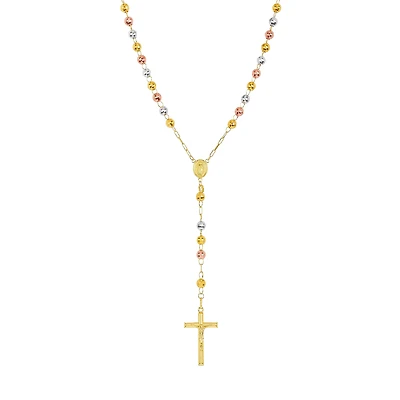 14K Gold Tri-Color 6mm Beaded Rosary