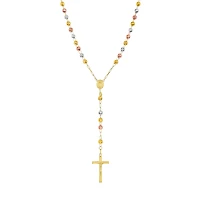 14K Gold Tri-Color 6mm Beaded Rosary
