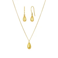 14K Yellow Gold Tear Drop Earrings and Pendant Matching Set
