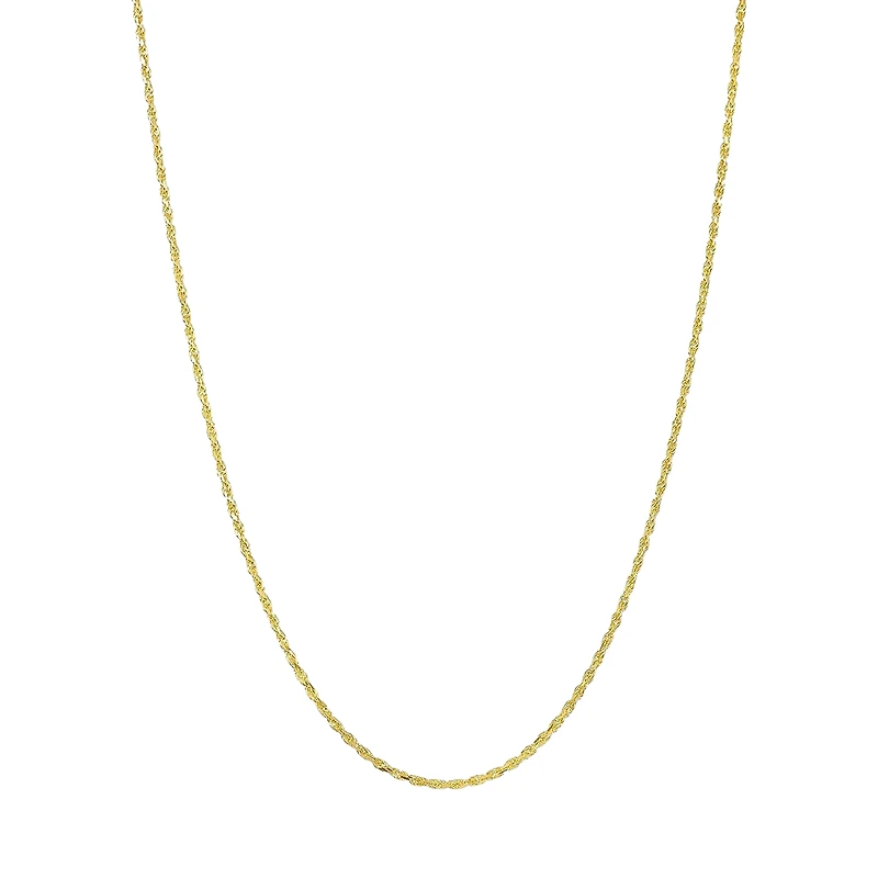 14K Yellow Gold 1mm Diamond-Cut Rope Chain